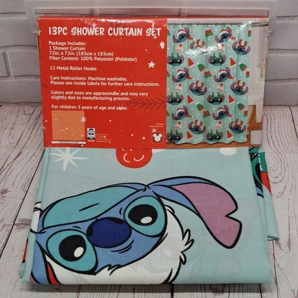 Disney Lilo & Stitch 13-piece Christmas-themed Shower Curtain set
